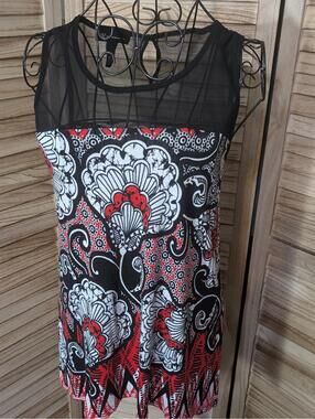 INC international concepts Black/Red/White Sleeveless Tank Top - X-Small